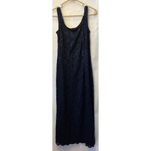 R & M Collection Blue Lace & Sequin Lined Sleeveless Evening Formal Dress‎ 14